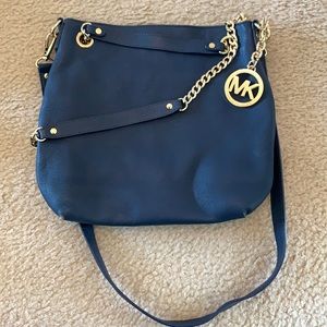 Michael Kors blue lthr tote bag w/ shoulder strap!